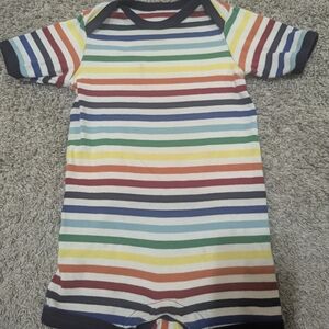 Primary Rainbow Striped Short-Sleeve One-Piece
